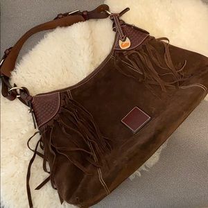 Dooney & Burke Chocolate Suede Fringe Bag